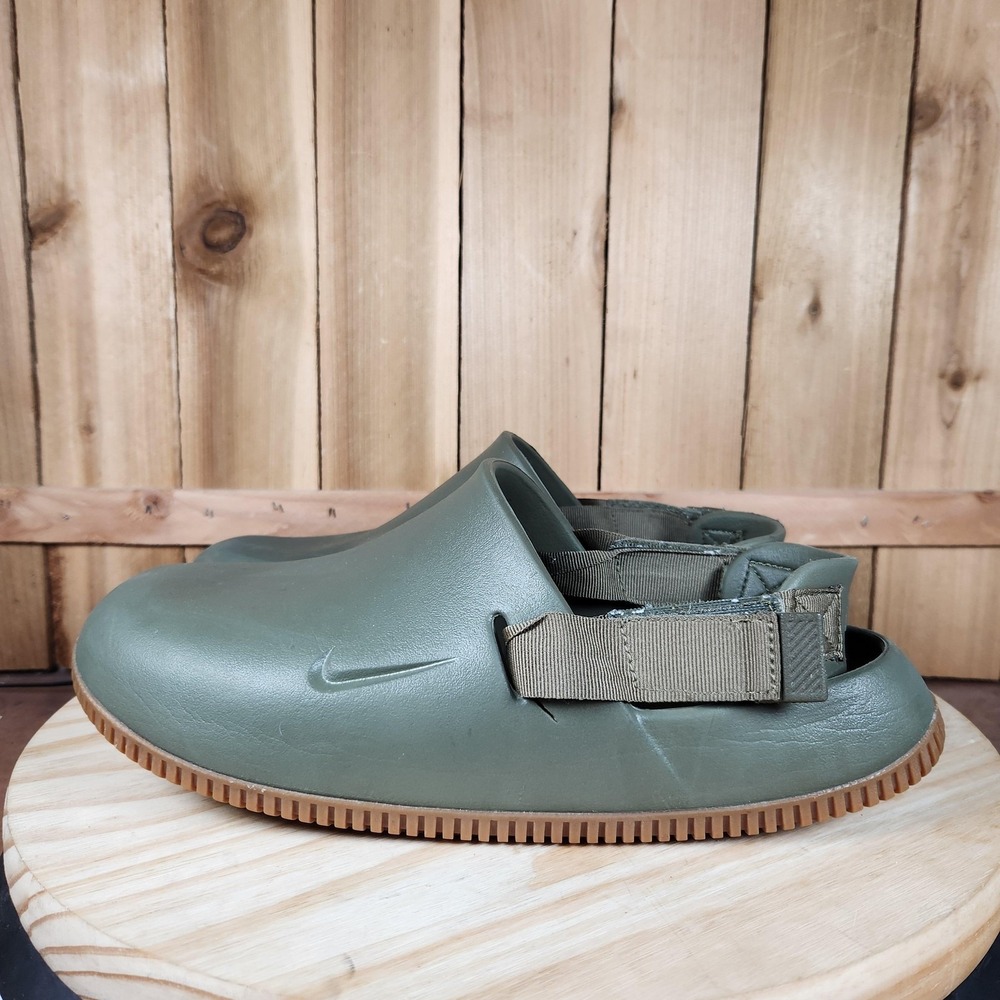Nike Calm Mule Sandals Shoes Mens 12 Green Rubber Slip On Adjustable Strap Clog